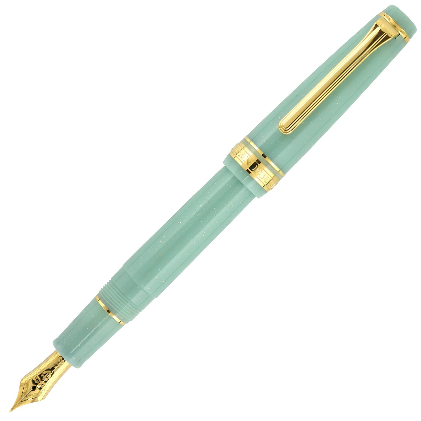 Sailor, Pro Gear Slim Fountain Pen, Gold Special Ed. 14K Nib, Dragon Palace Green Lamé