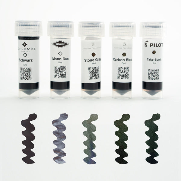 Tintenproben/ Ink Sample Set, Carbon Moon Stone, 5x5ml