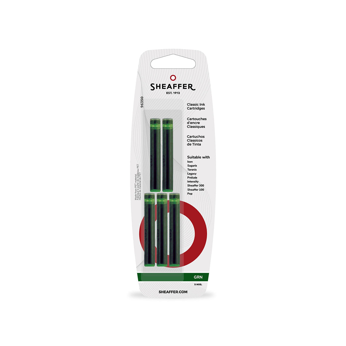 Cartouche d'encre Sheaffer 5 pcs, vert