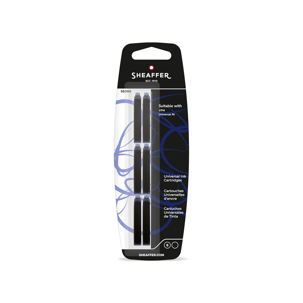 Cartouche d'encre Sheaffer VFM 6 pièces, noir