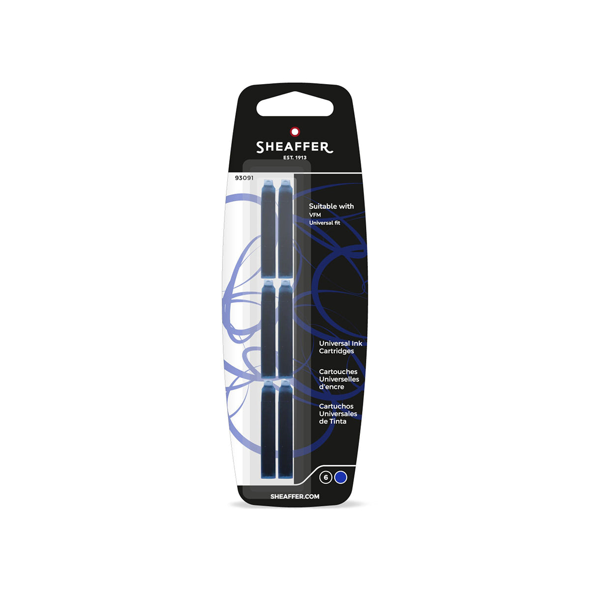 Sheaffer Cartouche d'encre VFM, 6 pièces, bleu