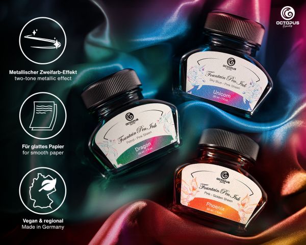 Octopus Fluids Fountain Pen Ink Set with Converter Octopus Fluids Sheen Ink Ltd. Edt.