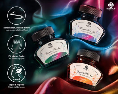 Octopus Fluids Fountain Pen Ink Set with Converter Octopus Fluids Sheen Ink Ltd. Edt.