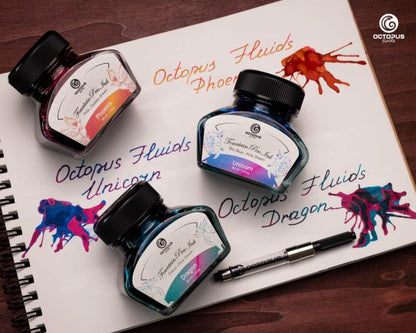 Octopus Fluids Fountain Pen Ink Set with Converter Octopus Fluids Sheen Ink Ltd. Edt.