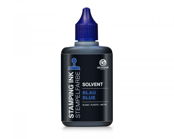 Octopus Fluids Lösemittelbasierte Stempelfarbe Lenizett Solvent für glatte Untergründe Blau (lasierend)