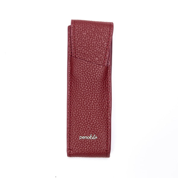 Penoblo, Stifteetui, für 2 Schreibgeräte mit Lederverschluss zum Einstecken rot