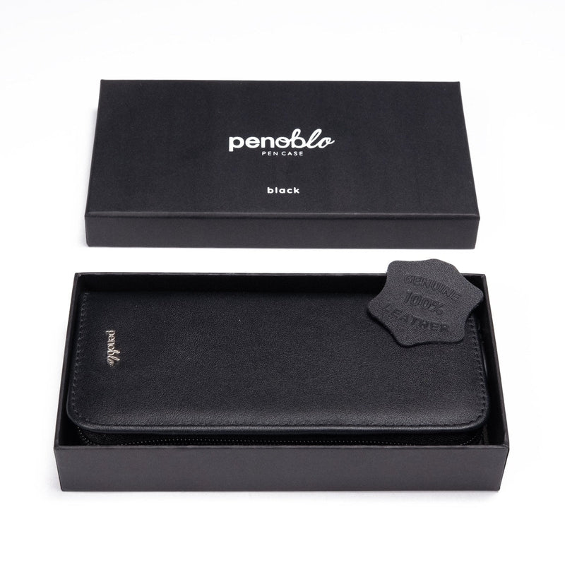 Penoblo, Stifteetui, für 3 Schreibgeräte mit 2 Fächern für Notizen und Visitenkarten schwarz