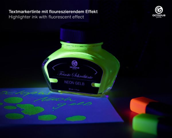 Octopus Fluids Textmarkertinte Neon-Gelb mit Konverter