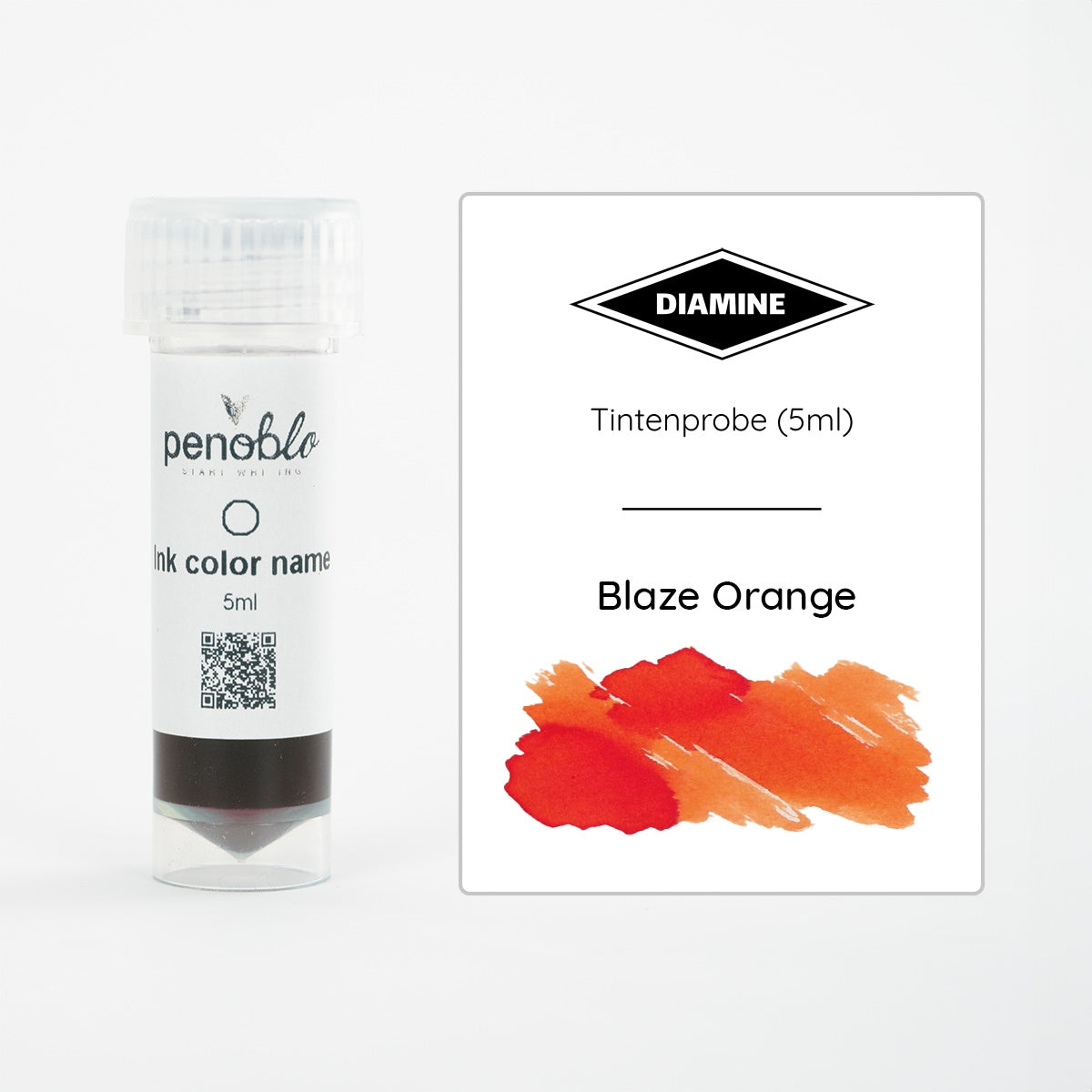 Penoblo Ink Sample, Diamine Regular, Blaze Orange