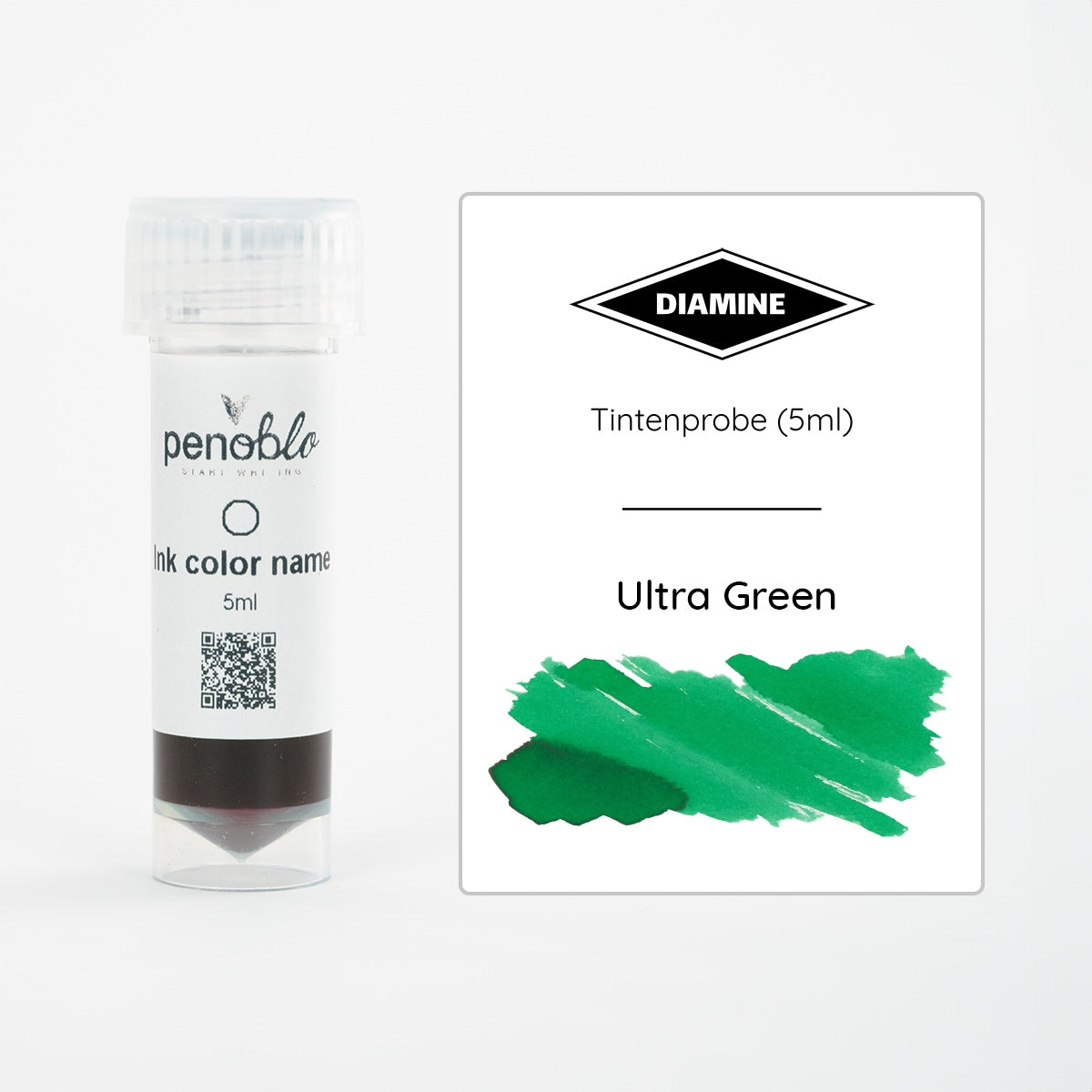 Penoblo ink sample, Diamine Regular, Ultra Green