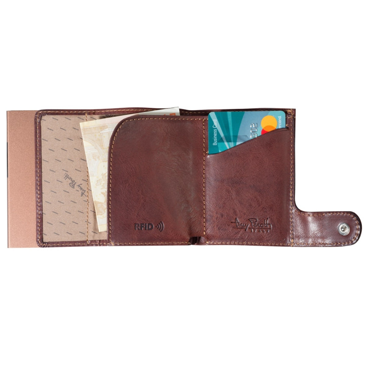 Tony Perotti, Credit Card Case Furbo, Bills & Coins, dark brown