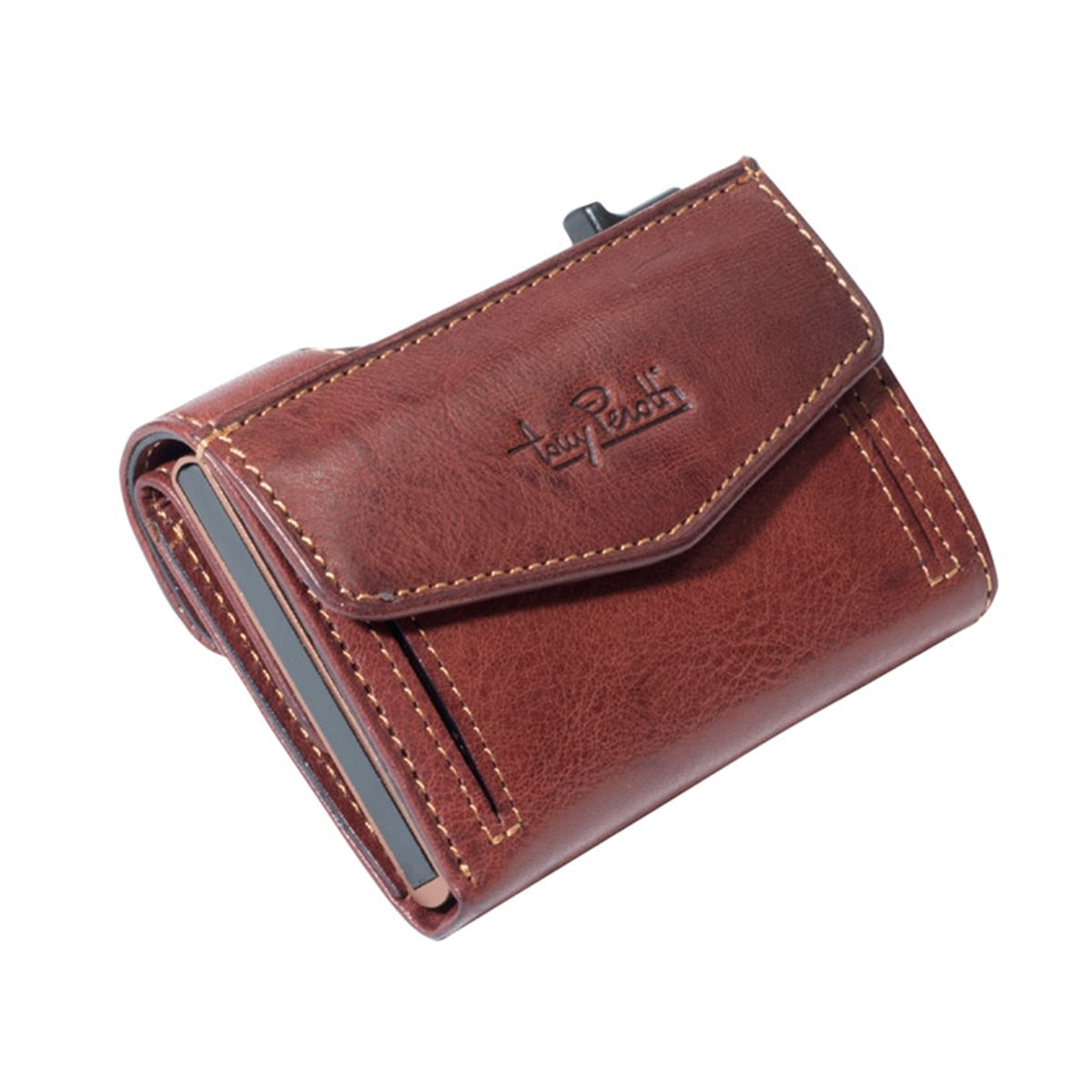 Tony Perotti, Credit Card Case Furbo, Bills & Coins, dark brown