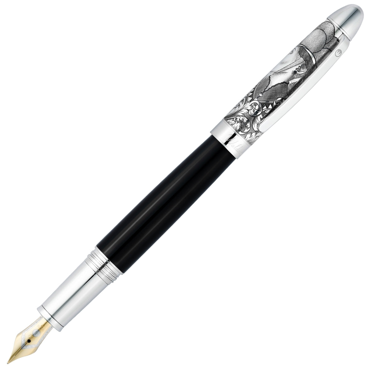 Waldmann Füller Legacy One Silber, 18Kt, schwarz, Ganzer Stift