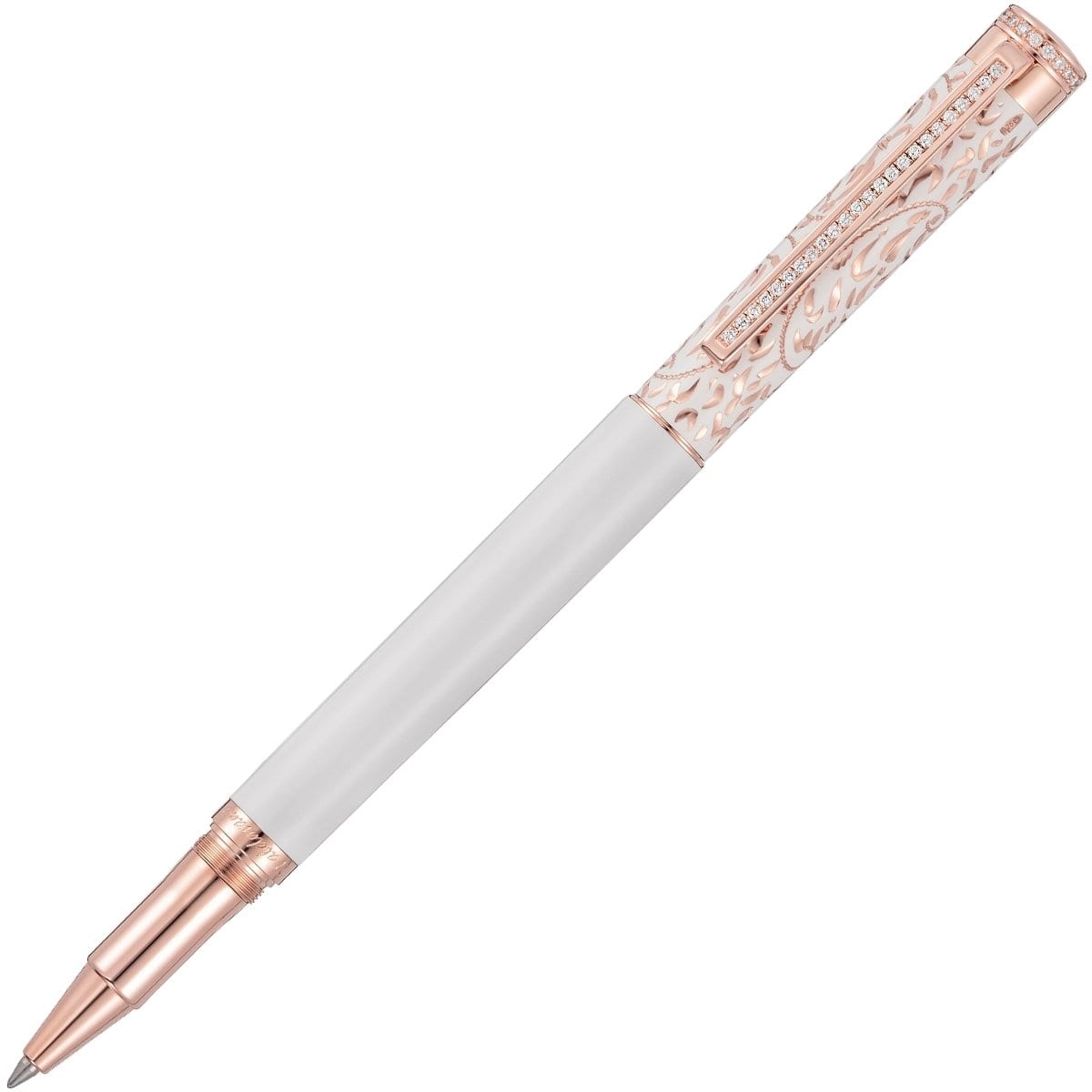 Waldmann, Tintenroller, Xetra Vienna Diamond Lady, Weiß, Rosegold, 41 Diamanten, 0,60 TW-SI1-1