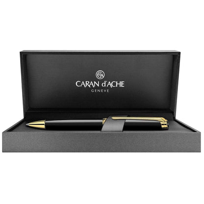 Caran d'Ache, Kugelschreiber, Léman, Ebenholzschwarz, goldplattiert-4