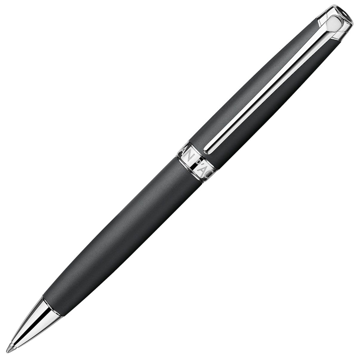 Caran d'Ache, Kugelschreiber, Léman, Mattschwarz, versilbert/rhodiniert-1