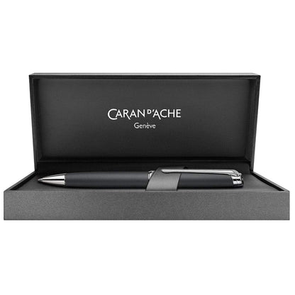 Caran d'Ache, Kugelschreiber, Léman, Mattschwarz, versilbert/rhodiniert-4
