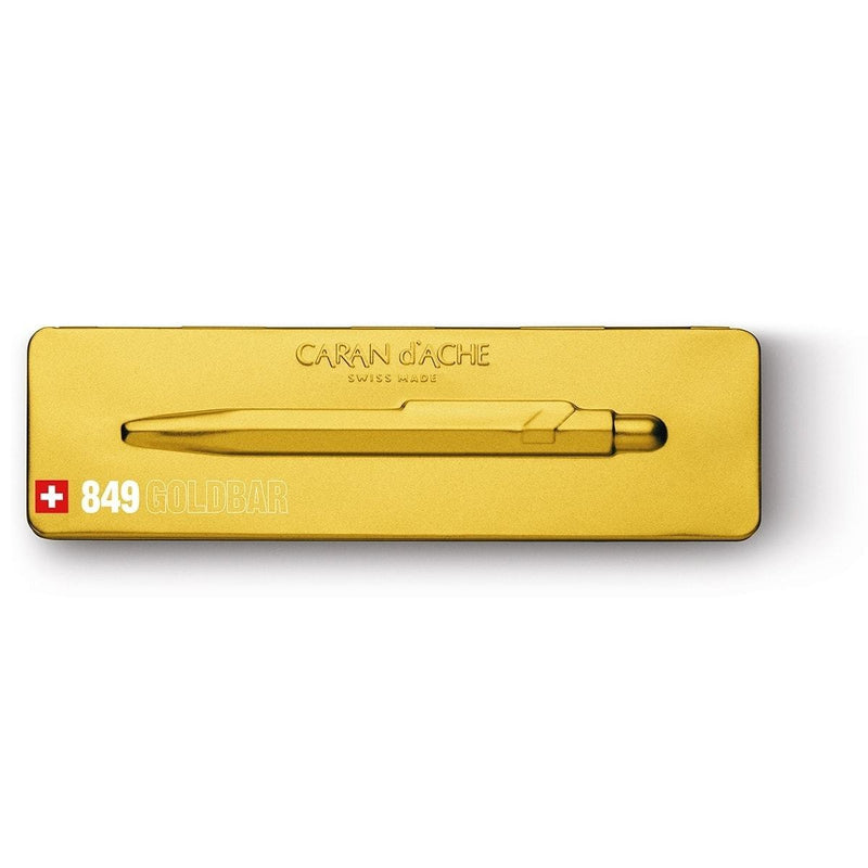 Caran d'Ache, Kugelschreiber, 849, Goldbar, mit Etui, Gold-4
