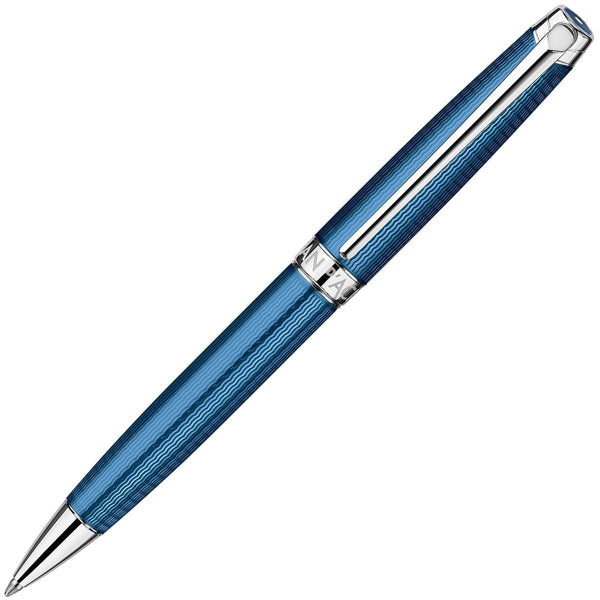 Caran d'Ache, Kugelschreiber, Léman, Grand Bleu, versilbert/rhodiniert, Blau-1