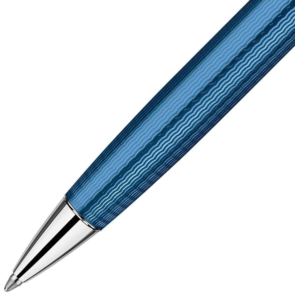Caran d'Ache, Kugelschreiber, Léman, Grand Bleu, versilbert/rhodiniert, Blau-2
