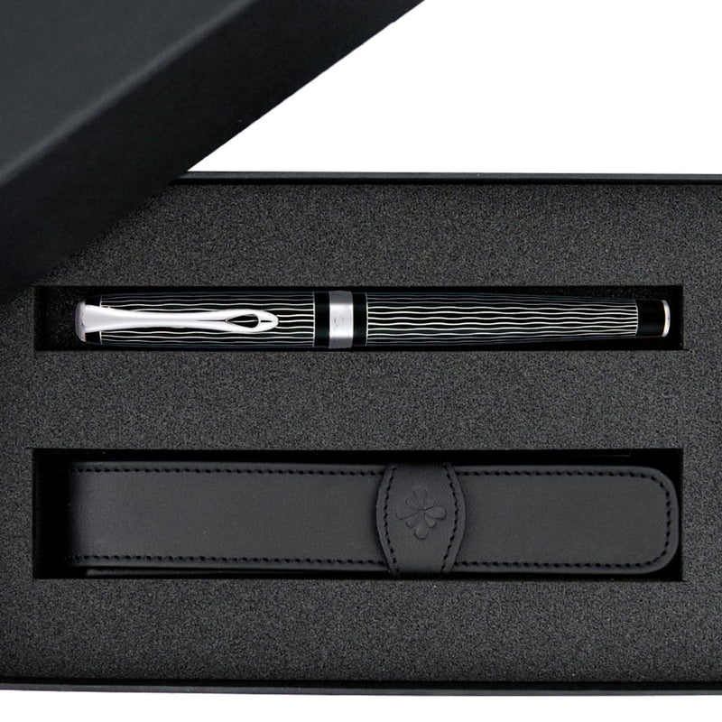 Diplomat Set Excellence A Plus Füller & 1er Stifteetui & Tintenglas Wave Guillochiert schwarz-2