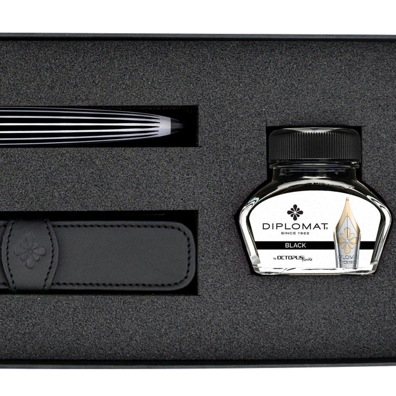 Diplomat Set Aero Füller & 1er Stifteetui & Tintenglas Stripes Black-3