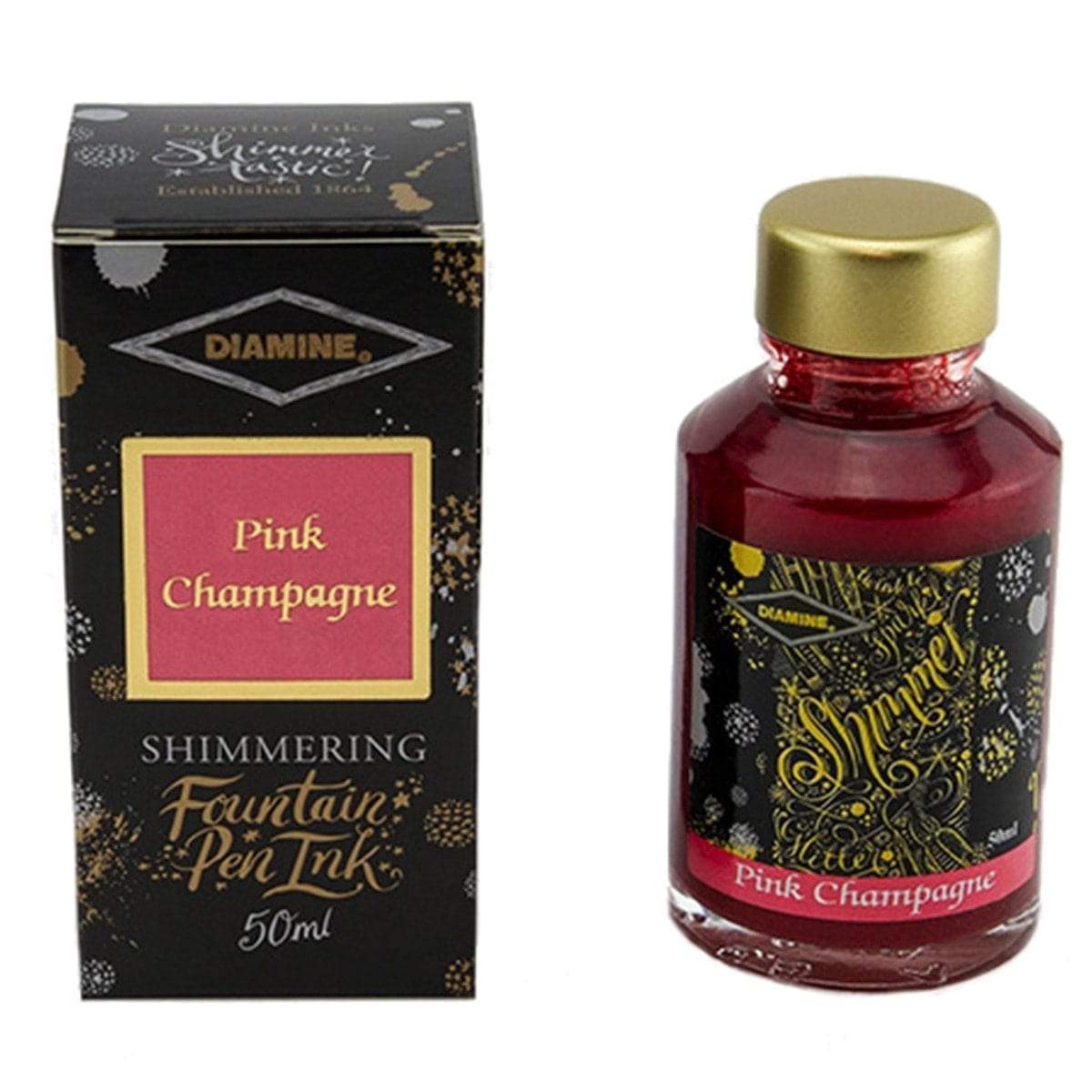 Diamine, Tintenglas, Shimmering 50 ml, Pink Champagne-1