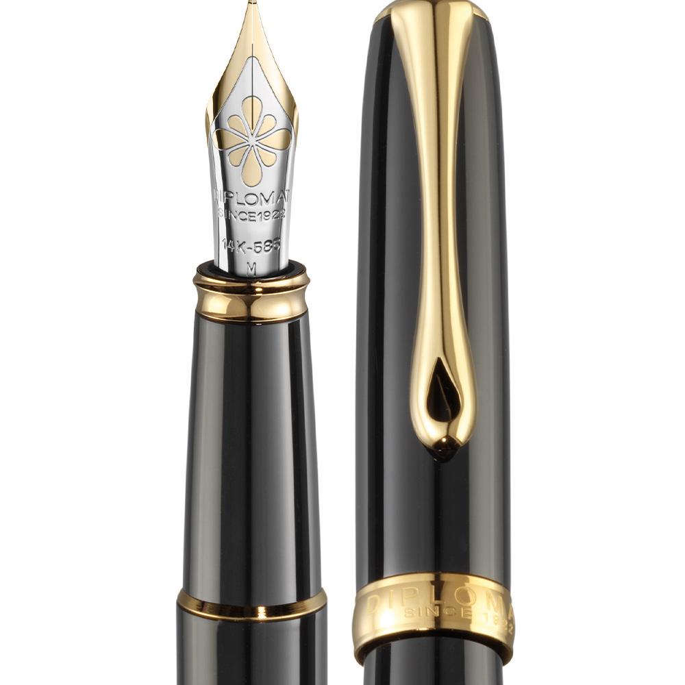 Diplomat, Füller, Excellence A2, lack schwarz vergoldet 14 kt-2