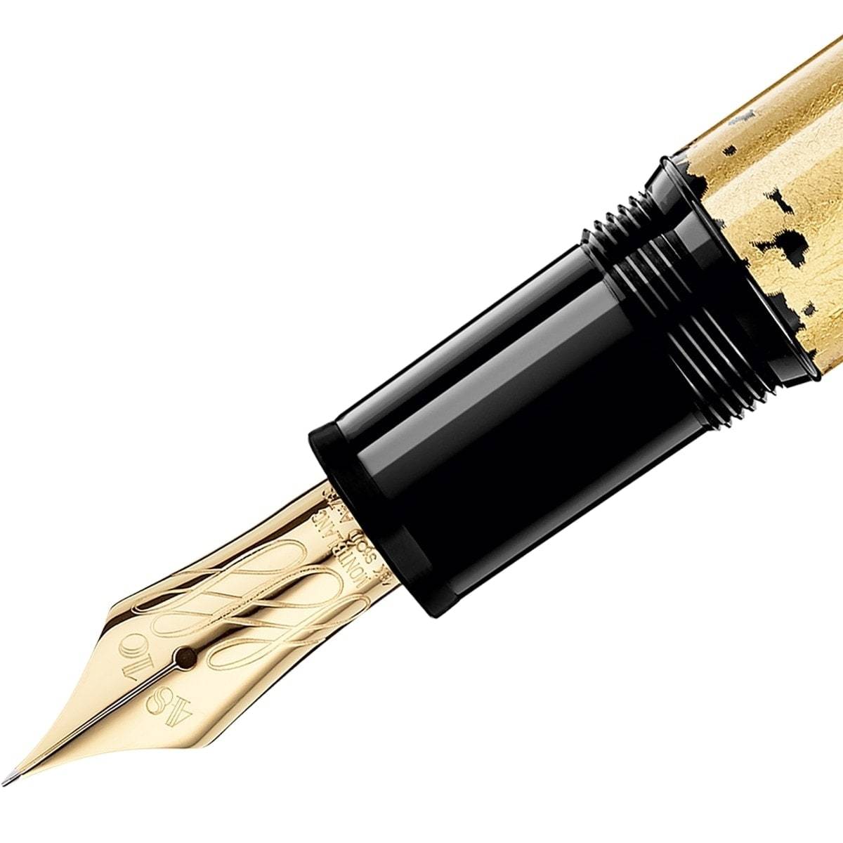 Montblanc, Füller Meisterstück Solitaire Calligraphy mit flexibler Feder, Schwarz/Gold-2