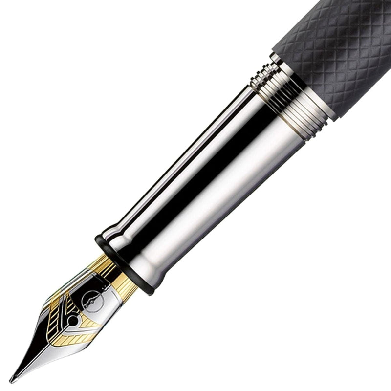 Otto Hutt, Füller, Design 04, Karo matt, platiniert, 18 Karat Goldfeder, schwarz-2