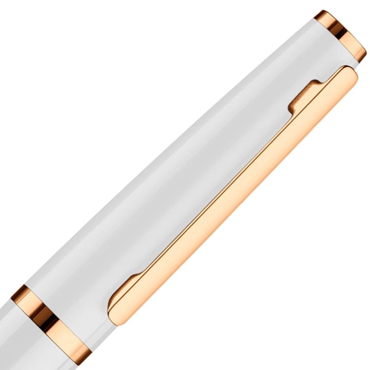 Otto Hutt, Kugelschreiber, Design 06, Glanzlack, rosé vergoldet, weiß-3