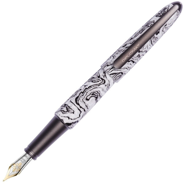 Diplomat, Füller, Volute 14 Kt. Goldfeder, Limited Edition, Schwarz/Weiss-1