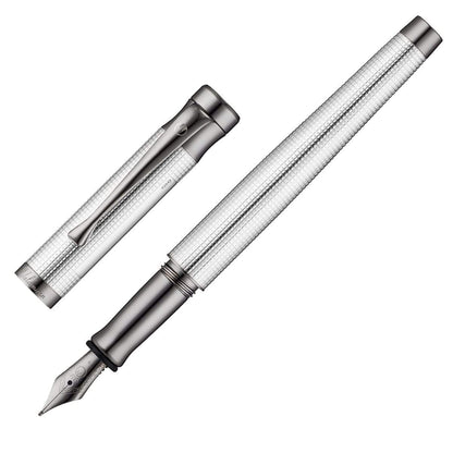 Waldmann, Füller, Tango, Silber, Pyramid-Design, Beschlagteile Ruthenium-Plattiert-4