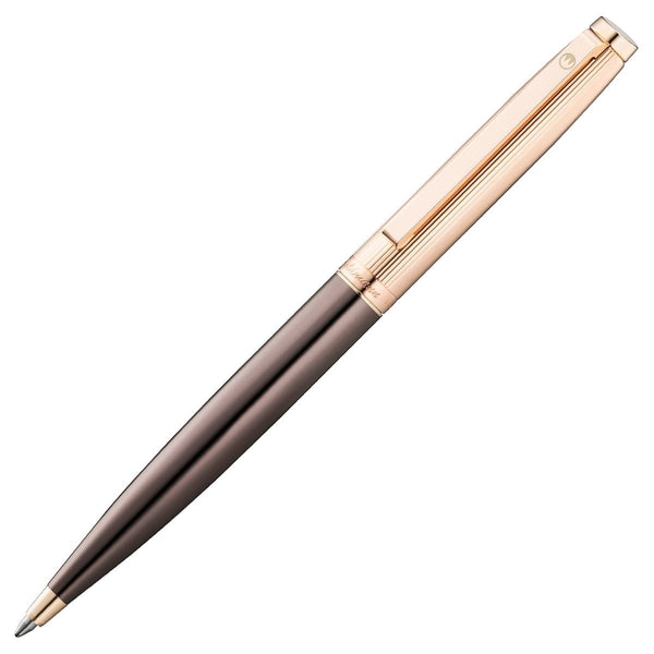 Waldmann, Stylo bille Tuscany, Lignes, plaqué or rose, PVD chocolat, marron