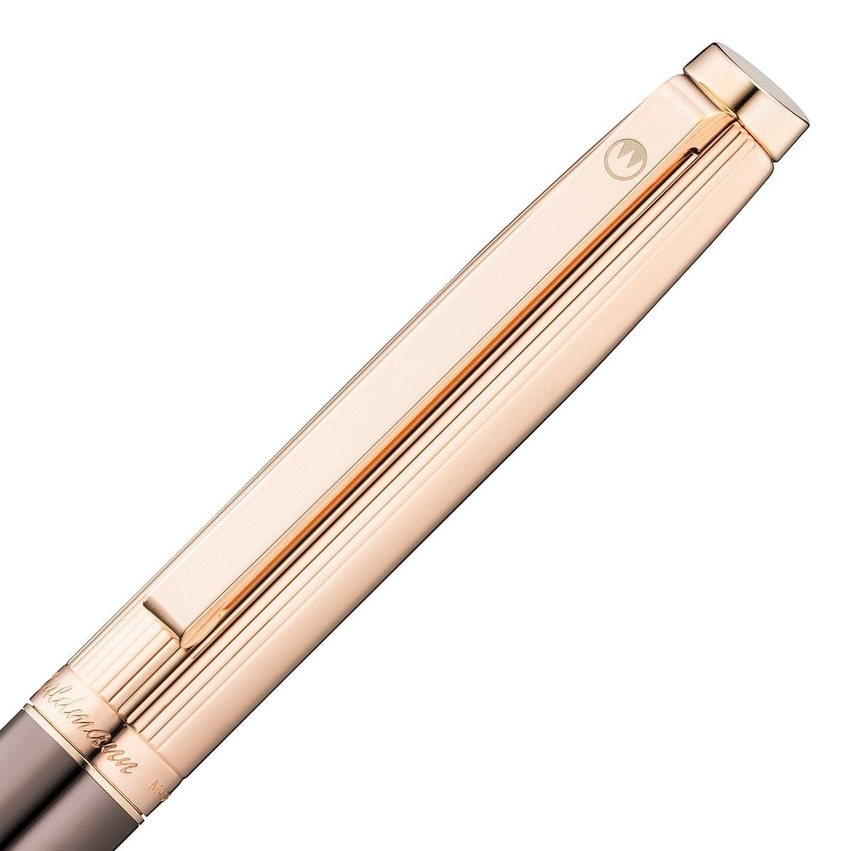 Waldmann, Kugelschreiber, Tuscany, Linien Design Rosegold PVD Schoko-3
