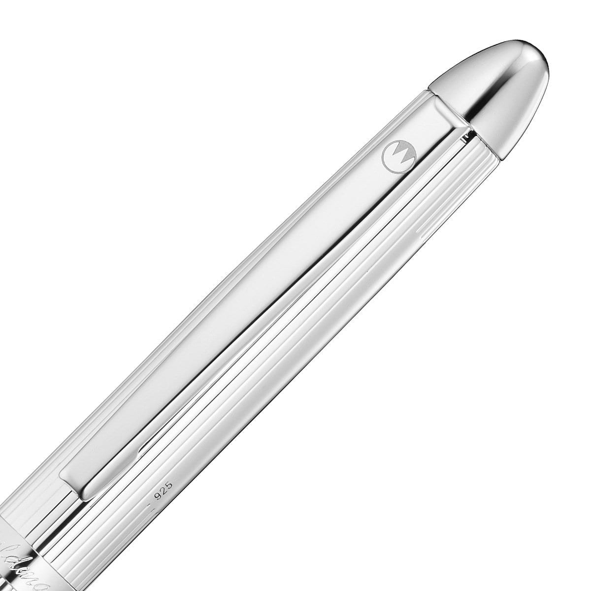 Waldmann, Kugelschreiber, Pocket, Linien Design, Silber, mit Gas Druck Mine-3