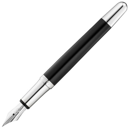 Waldmann, Füller, Pocket, Linien Design, Silber, Lack Schwarz-1