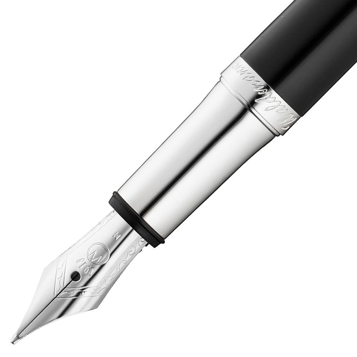 Waldmann, Füller, Pocket, Linien Design, Silber, Lack Schwarz-2