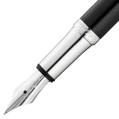 Waldmann, Füller, Pocket, Linien Design, Silber, Lack Schwarz-2