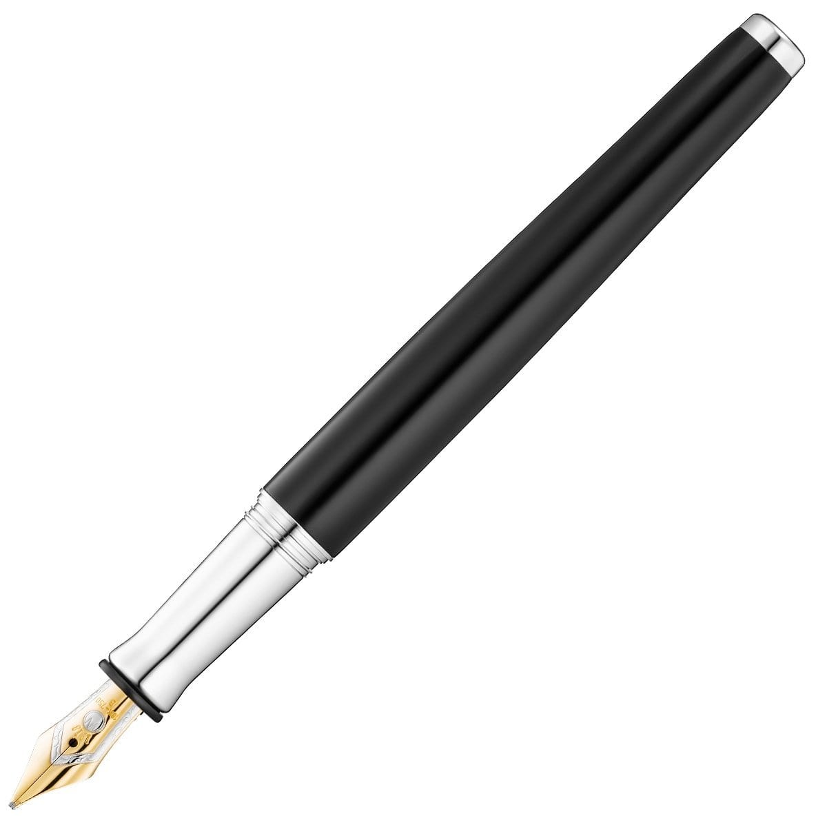 Waldmann, Füller, Tuscany, Linien Design, Silber, Lack Schwarz, Gold-1