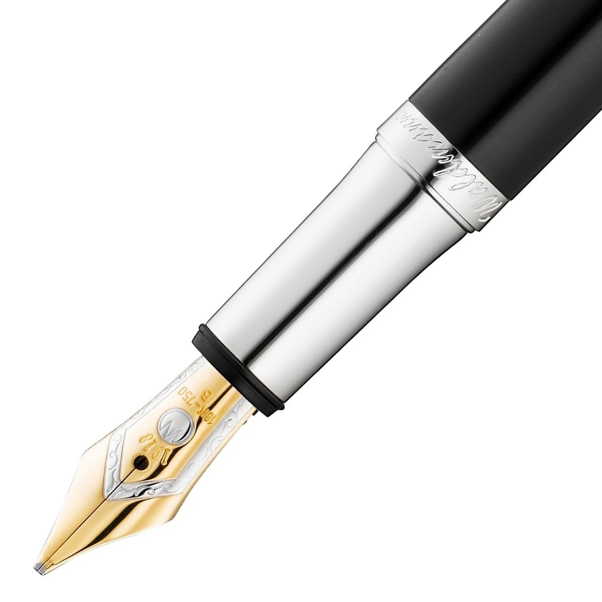 Waldmann, Füller, Pocket, Linien Design, Silber, Lack Schwarz, Gold-2