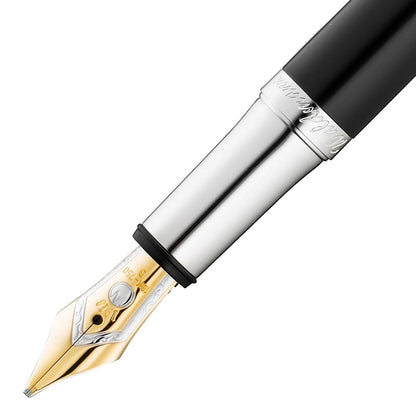 Waldmann, Füller, Pocket, Linien Design, Silber, Lack Schwarz, Gold-2