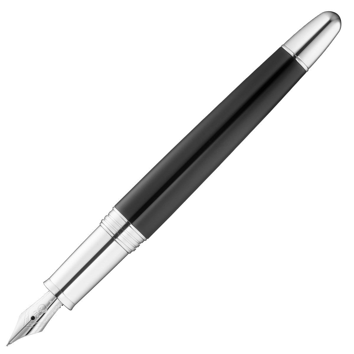 Waldmann, Füller, Précieux, Lack Schwarz, wellenförmiger Diamantschnitt-1