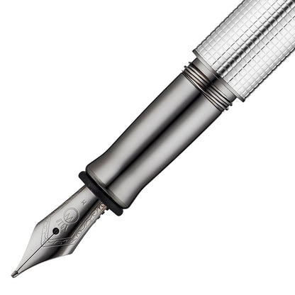 Waldmann, Füller, Tango, Silber, Pyramid-Design, Beschlagteile Ruthenium-Plattiert-2