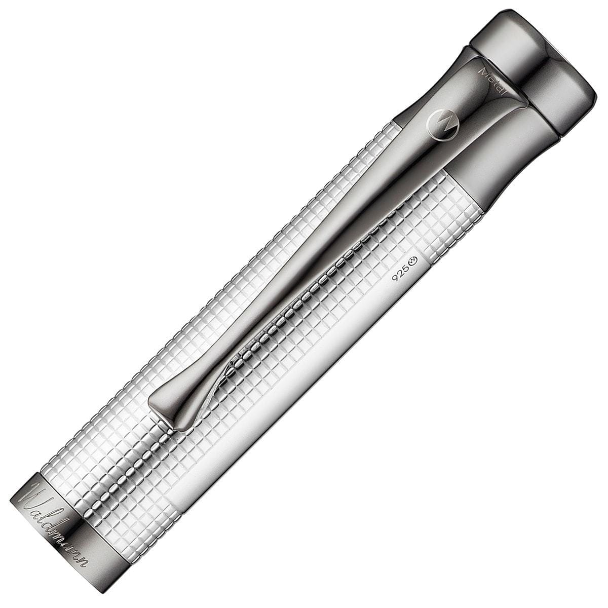 Waldmann, Tintenroller, Tango, Silber, Pyramid-Design, Beschlagteile Ruthenium-Plattiert-2