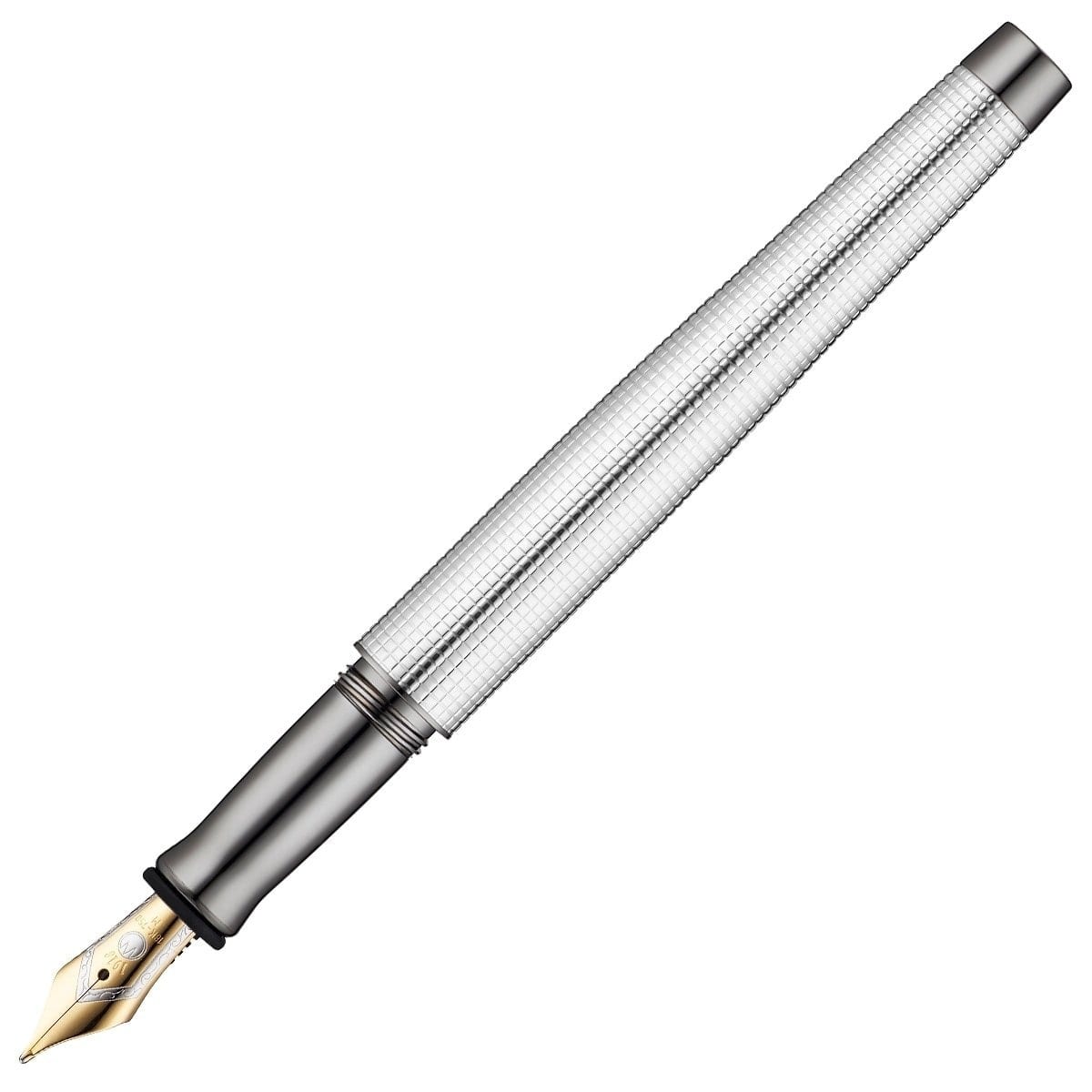 Waldmann, Füller, Tango, Silber, Pyramid-Design, Beschlagteile Ruthenium-Plattiert, 18 Karat Goldfeder-1