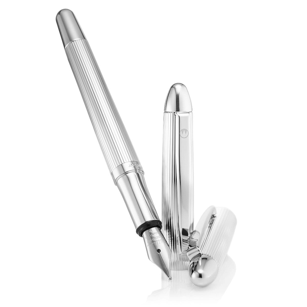 Waldmann, Füller, Pocket, Linien Design, Silber-4