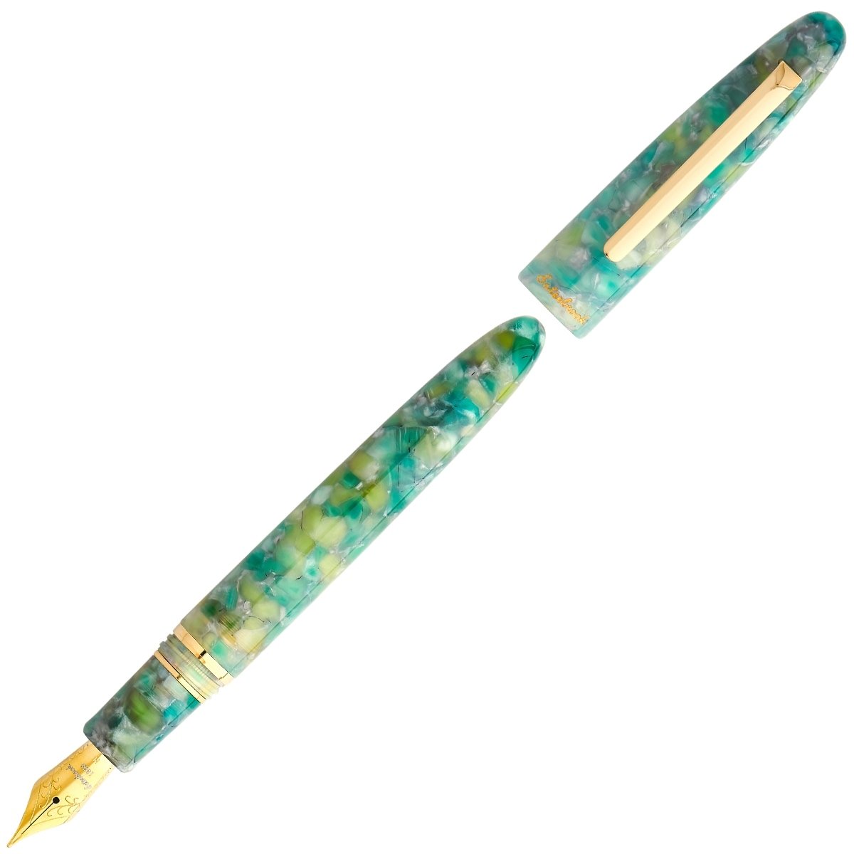 Esterbrook, Füller, Estie, Gold Trim, Sea Glass-1