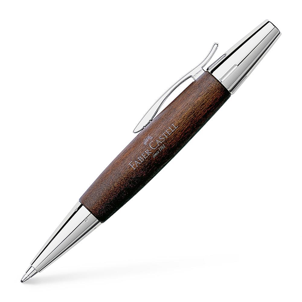 Faber-Castell, Kugelschreiber, e-motion, Birnbaum/Chrom Dunkelbraun-1