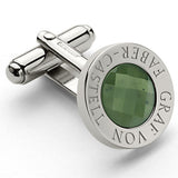 Graf von Faber-Castell, Manschettenknopf, rund, mit facettierter Jade, platiniert-2